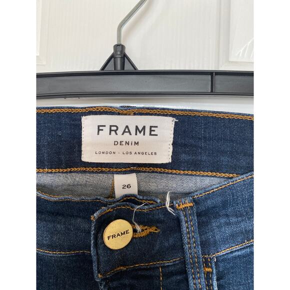FRAME Le High Flare  High-Rise Flared Jeans In Wythe Raw Hem size 26 - Picture 2 of 5